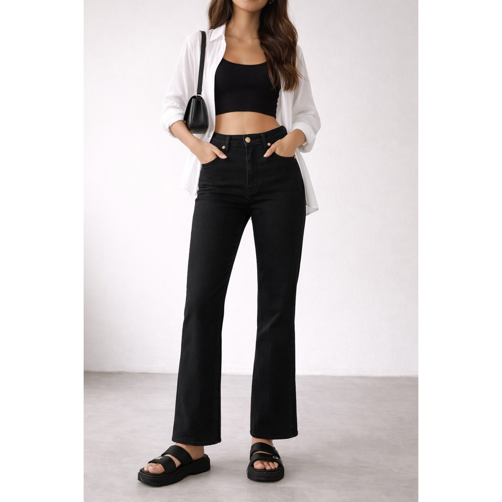 True NYC Lindy Black High Rise‎ Bootcut Jeans Made in Italy Size 24 NWT